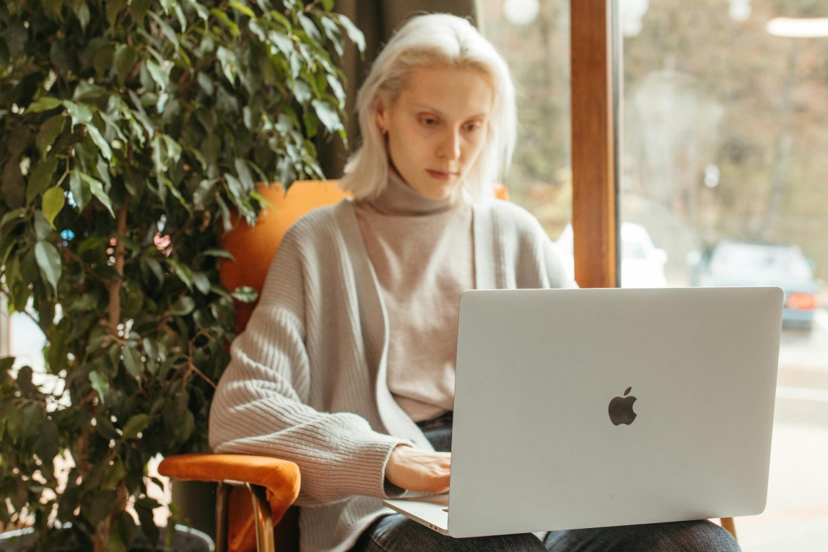 Woman with MacBook
